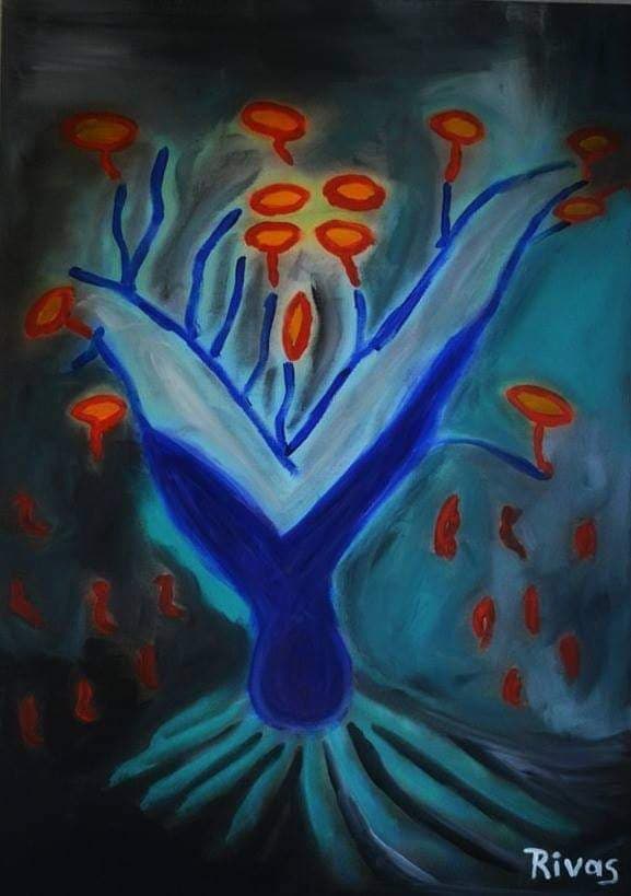 ’’Azul Profundo’’. Acrílico sobre tela. 30X30’’.  Iliana Rivas.