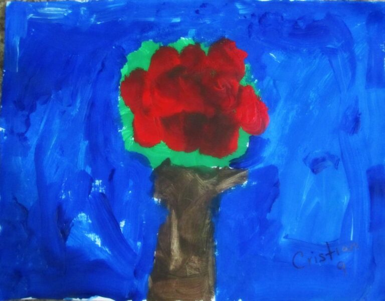 ‘’Mi amigo’’. Tempera sobre papel.  9X11’’. Cristian, 9.